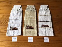 Embroidered snap towels Domestic Calico Cat